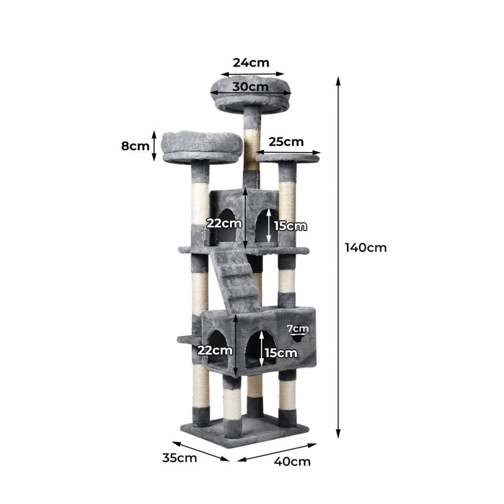 PaWz Cat Trees Scratching Post Scratcher For Large Cats Tower House Grey 140cm Cares Fast shipping On sale