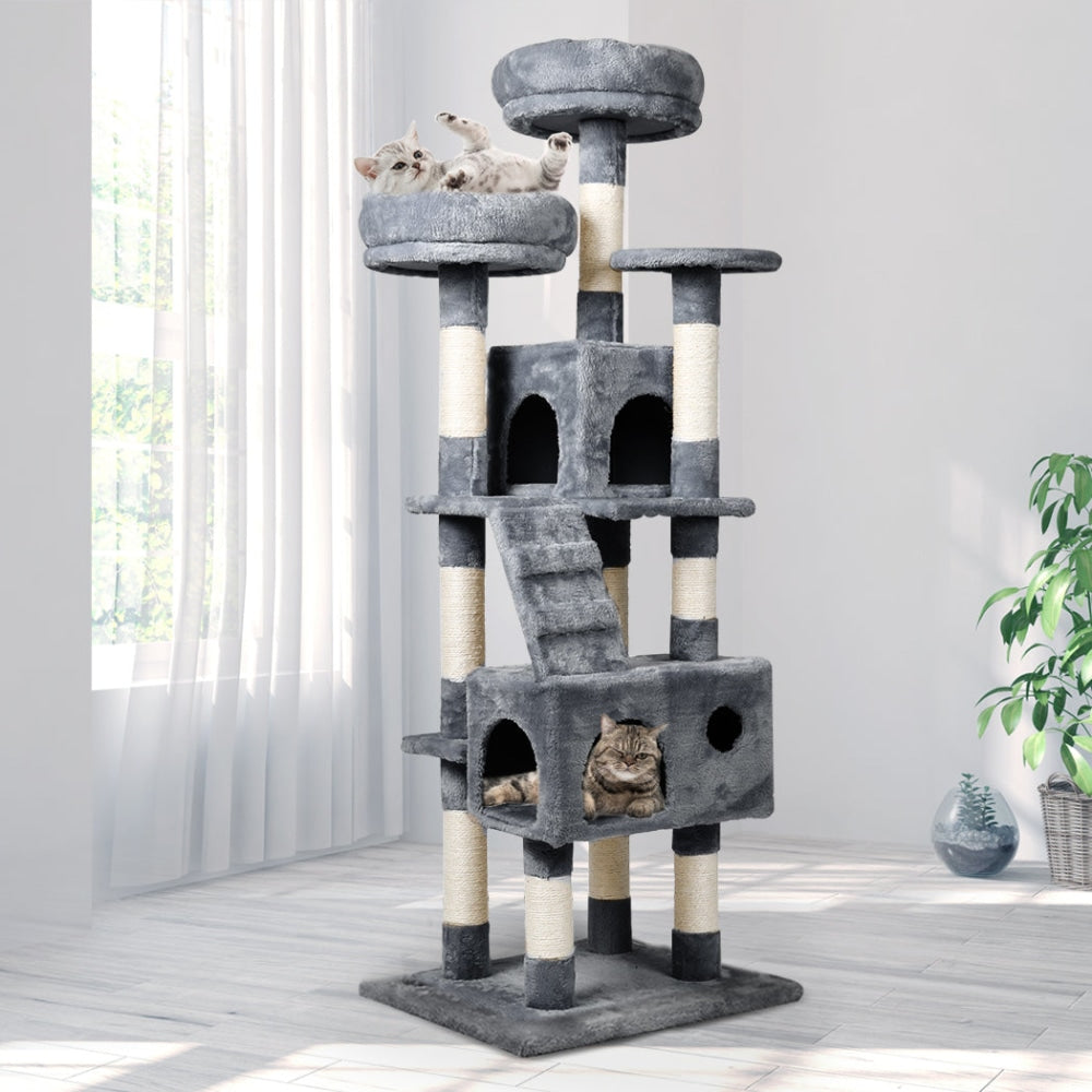 PaWz Cat Trees Scratching Post Scratcher For Large Cats Tower House Grey 140cm Cares Fast shipping On sale