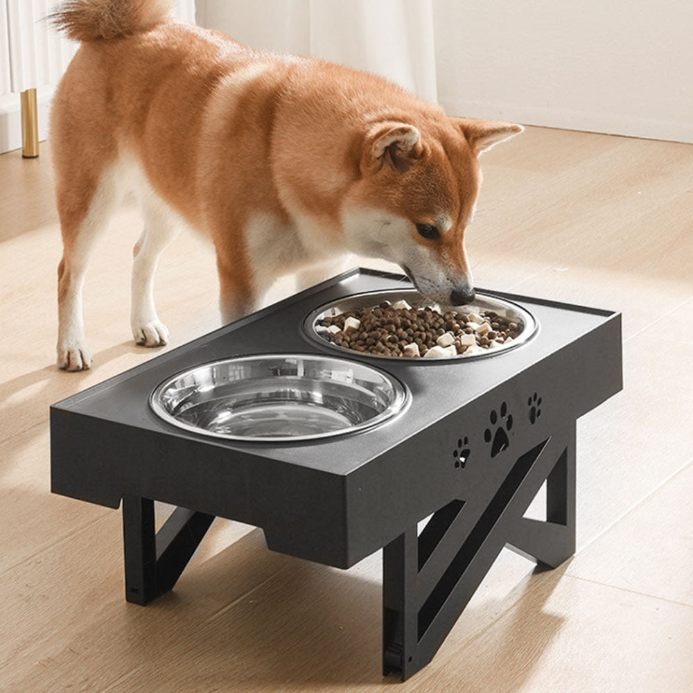 PaWz Elevated Pet Feeder Food Water Double Bowl Adjustable Height Raised Stand Dog Cares Fast shipping On sale