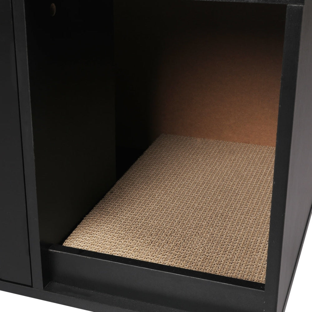 PaWz Enclosed Hooded Cat Litter Box Furniture Scratch Board Side Table Black Cares Fast shipping On sale