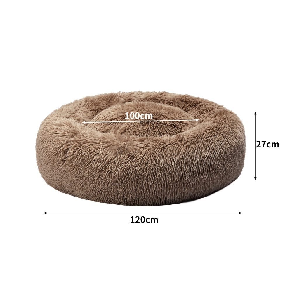 PaWz Pet Bed Cat Dog Donut Nest Calming Mat Kennel Cave Deep Sleeping Brown XXXL Cares Fast shipping On sale