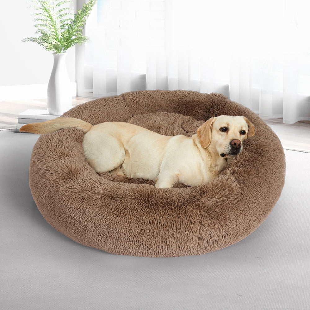 PaWz Pet Bed Cat Dog Donut Nest Calming Mat Kennel Cave Deep Sleeping Brown XXXL Cares Fast shipping On sale