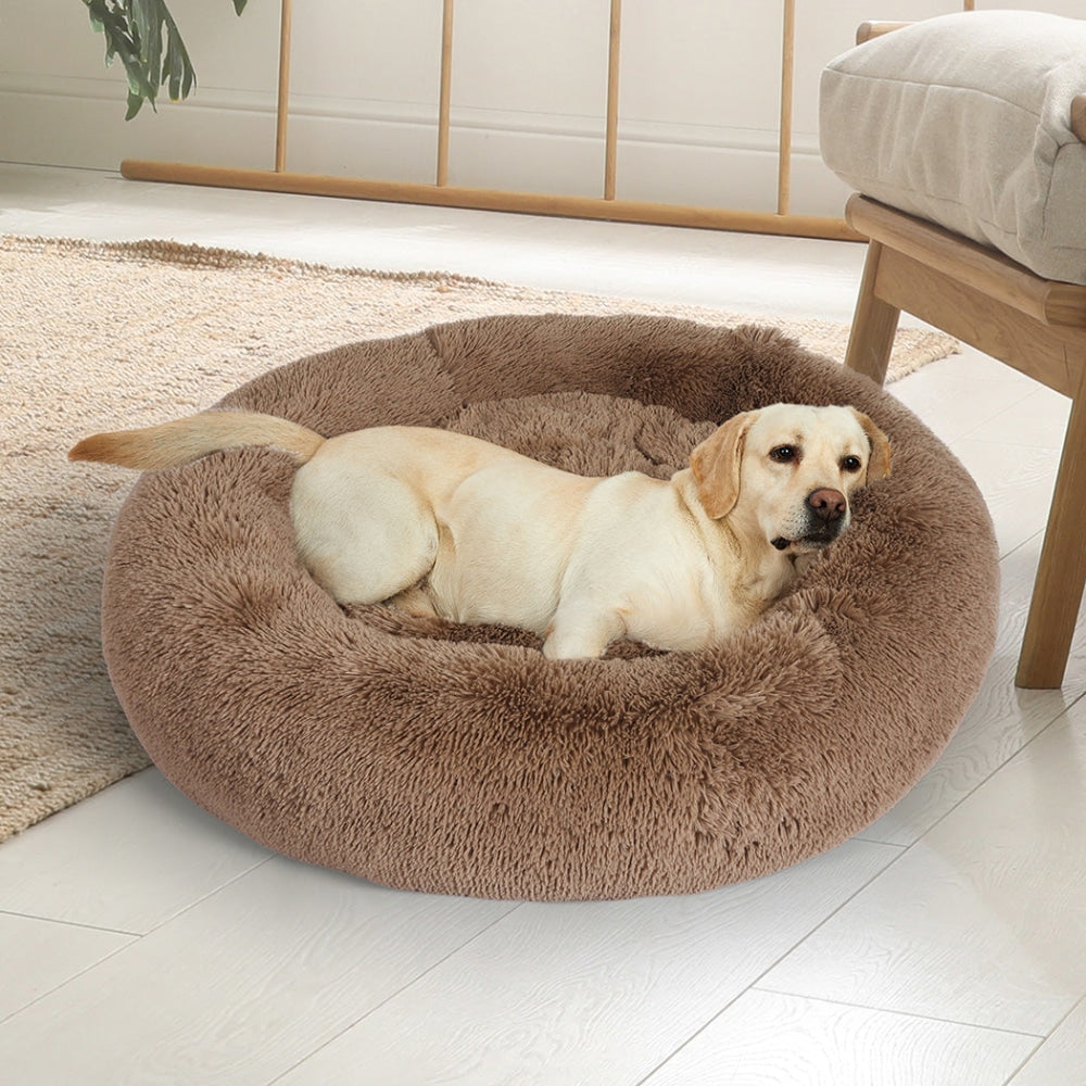 PaWz Pet Bed Cat Dog Donut Nest Calming Mat Kennel Cave Deep Sleeping Brown XXXL Cares Fast shipping On sale