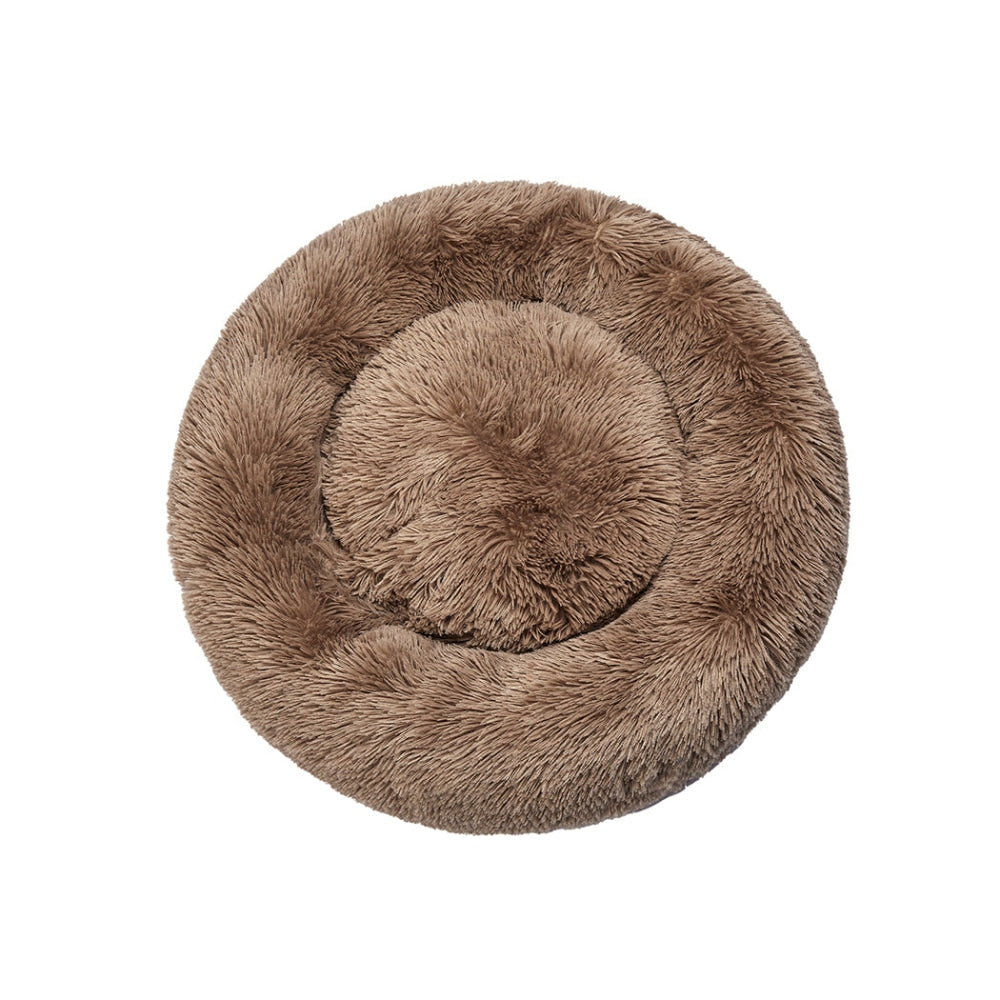 PaWz Pet Bed Cat Dog Donut Nest Calming Mat Kennel Cave Deep Sleeping Brown XXXL Cares Fast shipping On sale