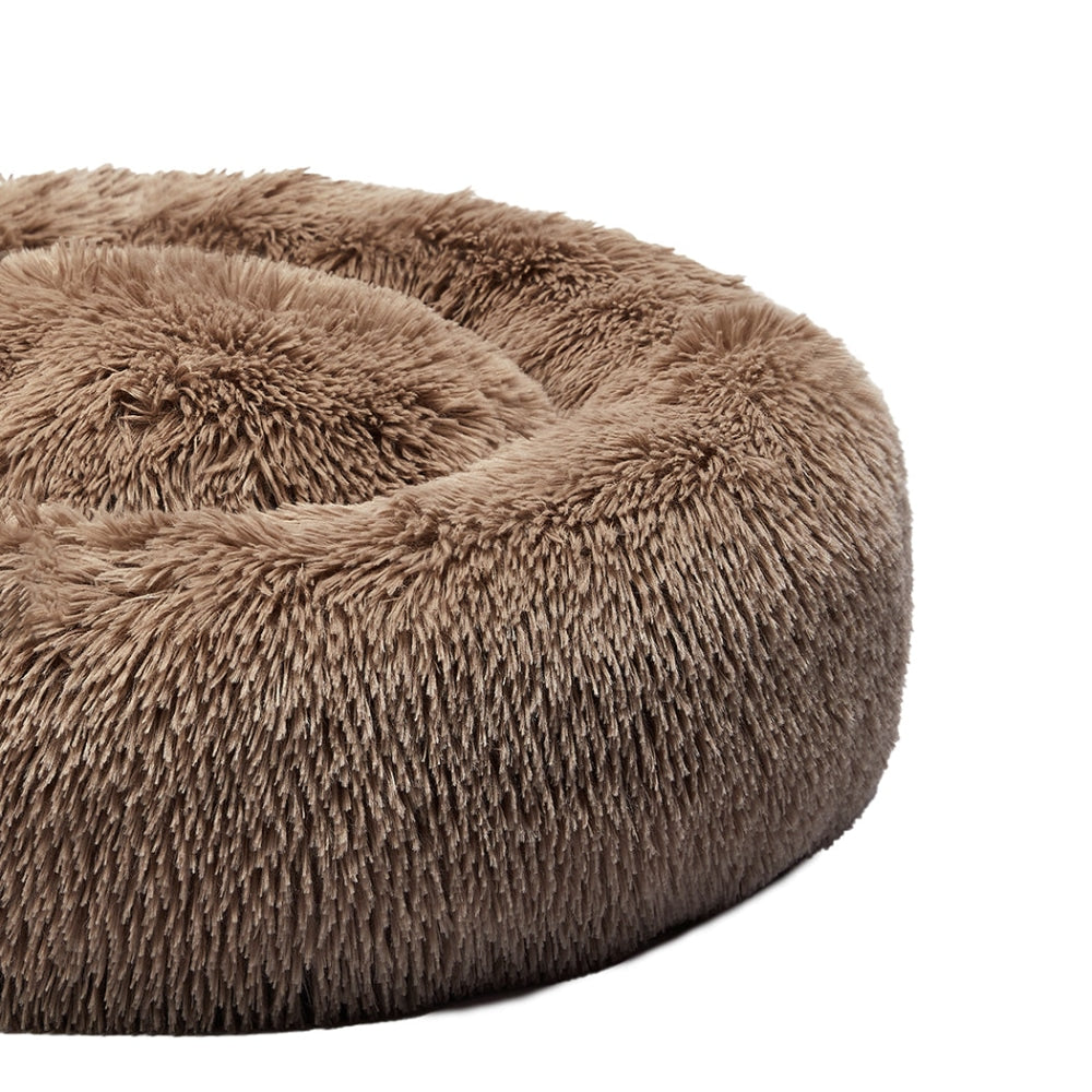 PaWz Pet Bed Cat Dog Donut Nest Calming Mat Kennel Cave Deep Sleeping Brown XXXL Cares Fast shipping On sale