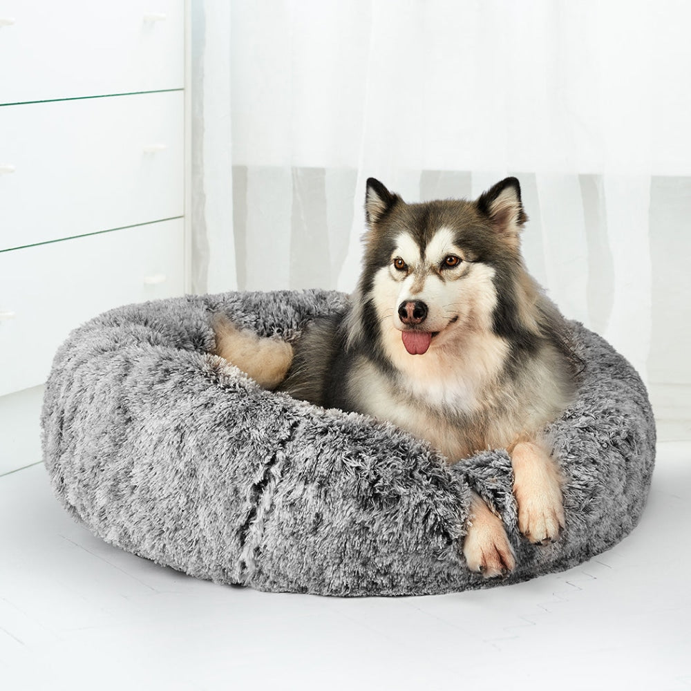 PaWz Pet Bed Cat Dog Donut Nest Calming Mat Soft Plush Kennel Charcoal Size XXL Cares Fast shipping On sale