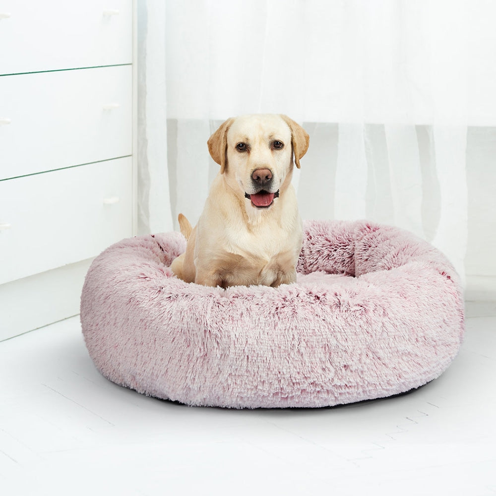 PaWz Pet Bed Cat Dog Donut Nest Calming Mat Soft Plush Kennel Pink Size XXL Cares Fast shipping On sale