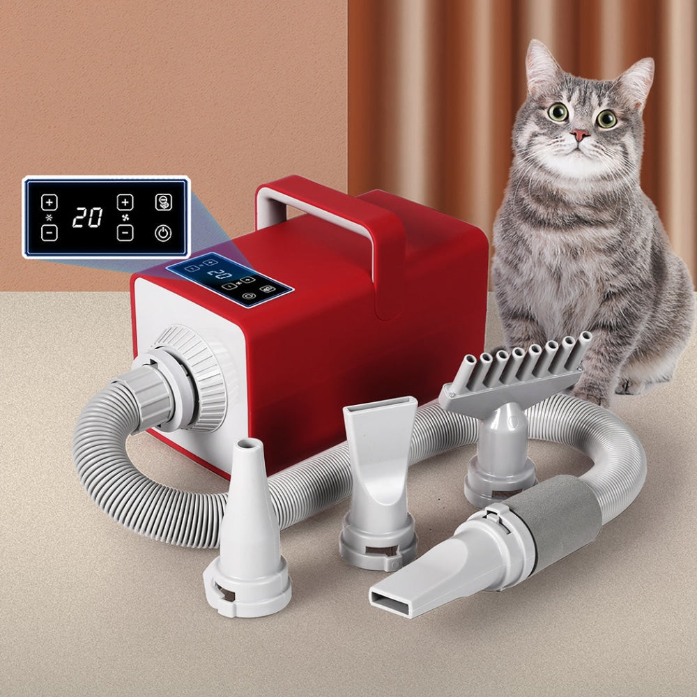 PaWz Pet Grooming Hair Dryer Dog Cat Hairdryer Speed Heater Low Noise 3200W Red Cares Fast shipping On sale