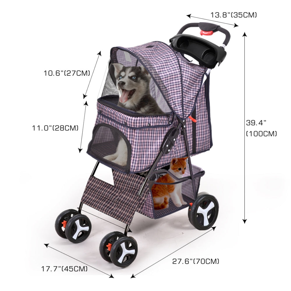 PaWz Pet Stroller 4 Wheels Dog Cat Cage Puppy Pushchair Travel Walk Carrier Pram Cares Fast shipping On sale