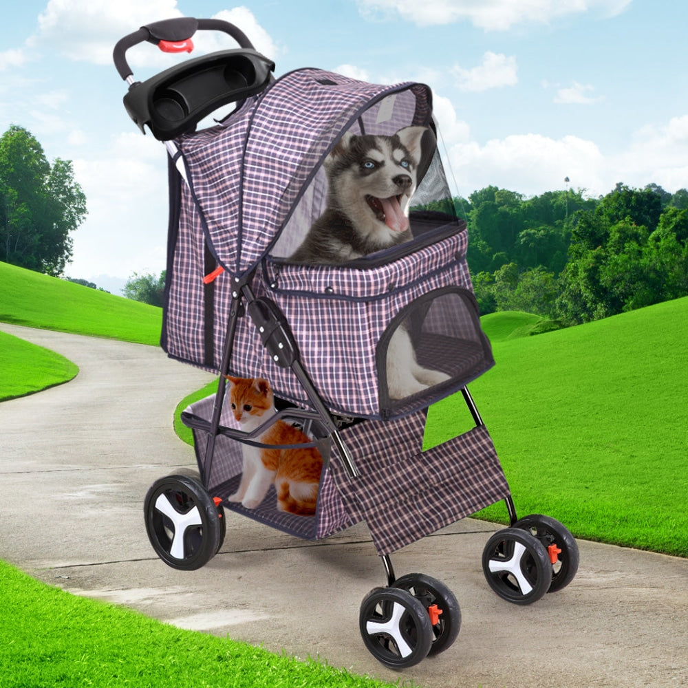 PaWz Pet Stroller 4 Wheels Dog Cat Cage Puppy Pushchair Travel Walk Carrier Pram Cares Fast shipping On sale