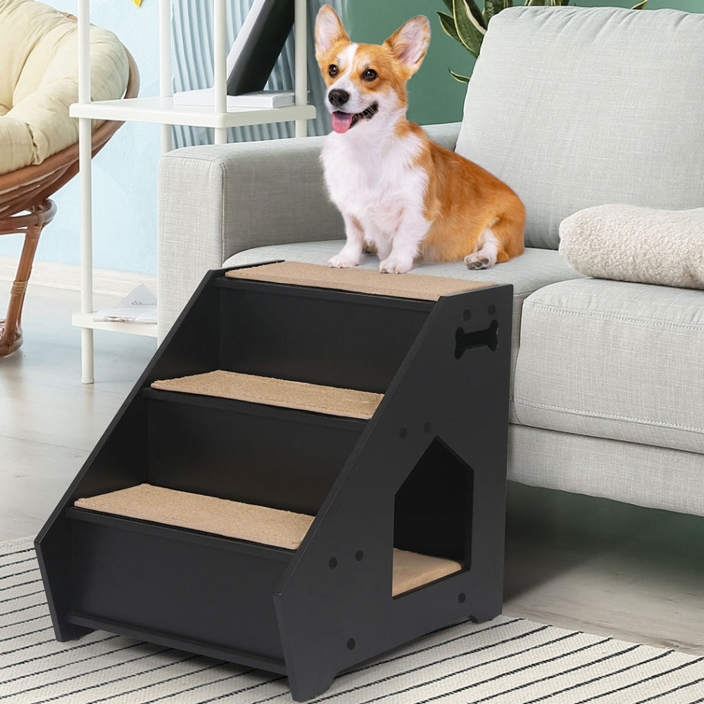 PaWz Wooden Dog Ramp Stairs Steps For Bed Pet Calming Kennel Non-Slip Black Cares Fast shipping On sale