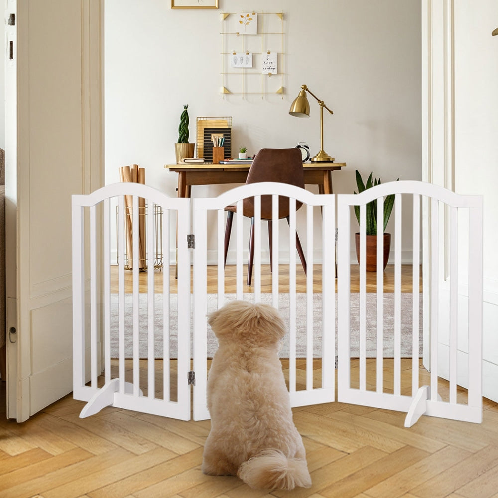 PaWz Wooden Pet Gate Dog Fence Safety Stair Barrier Security Door 3 Panels White Cares Fast shipping On sale