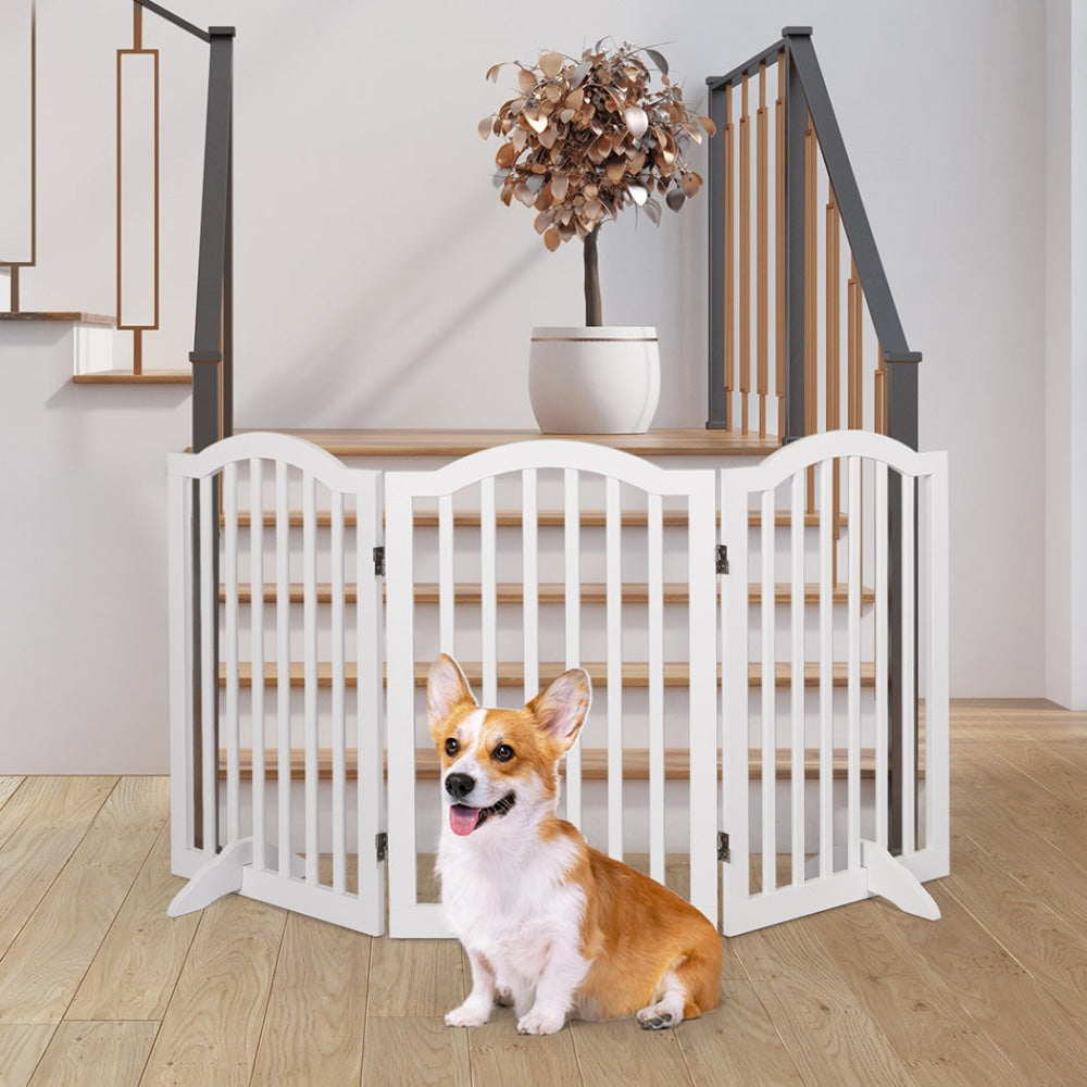 PaWz Wooden Pet Gate Dog Fence Safety Stair Barrier Security Door 3 Panels White Cares Fast shipping On sale