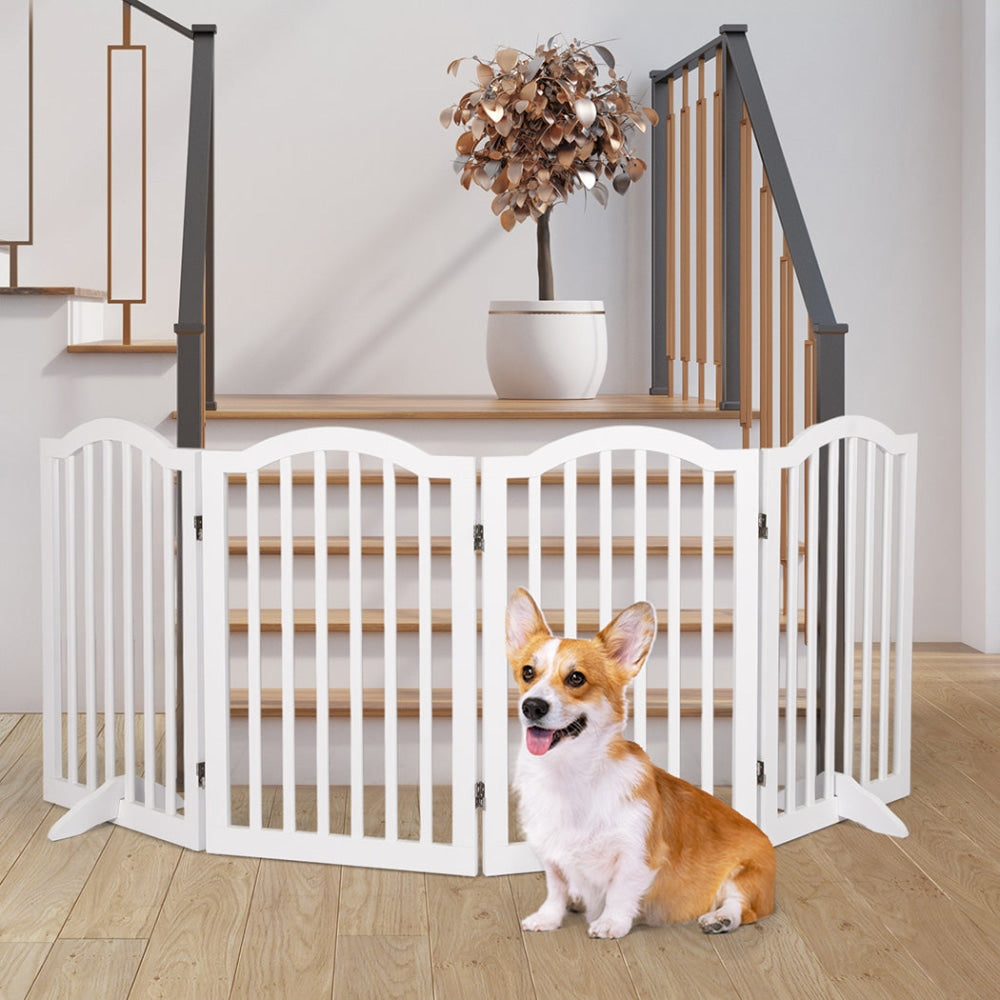 PaWz Wooden Pet Gate Dog Fence Safety Stair Barrier Security Door 4 Panels White Cares Fast shipping On sale