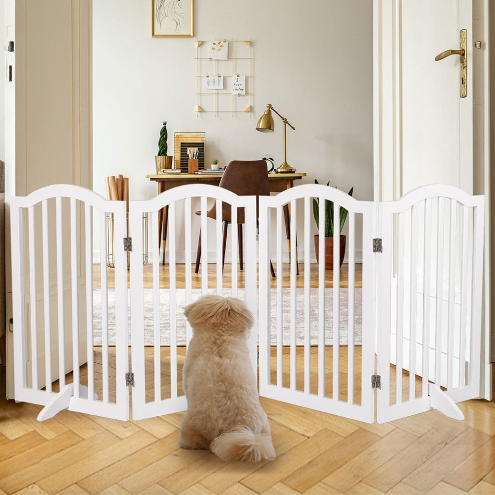 PaWz Wooden Pet Gate Dog Fence Safety Stair Barrier Security Door 4 Panels White Cares Fast shipping On sale