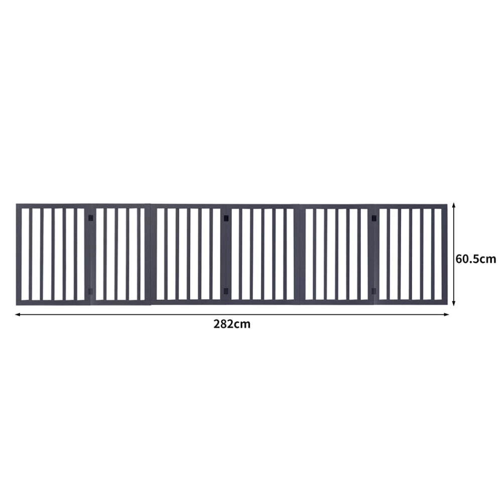 PaWz Wooden Pet Gate Dog Fence Safety Stair Barrier Security Door 6 Panels Grey Cares Fast shipping On sale