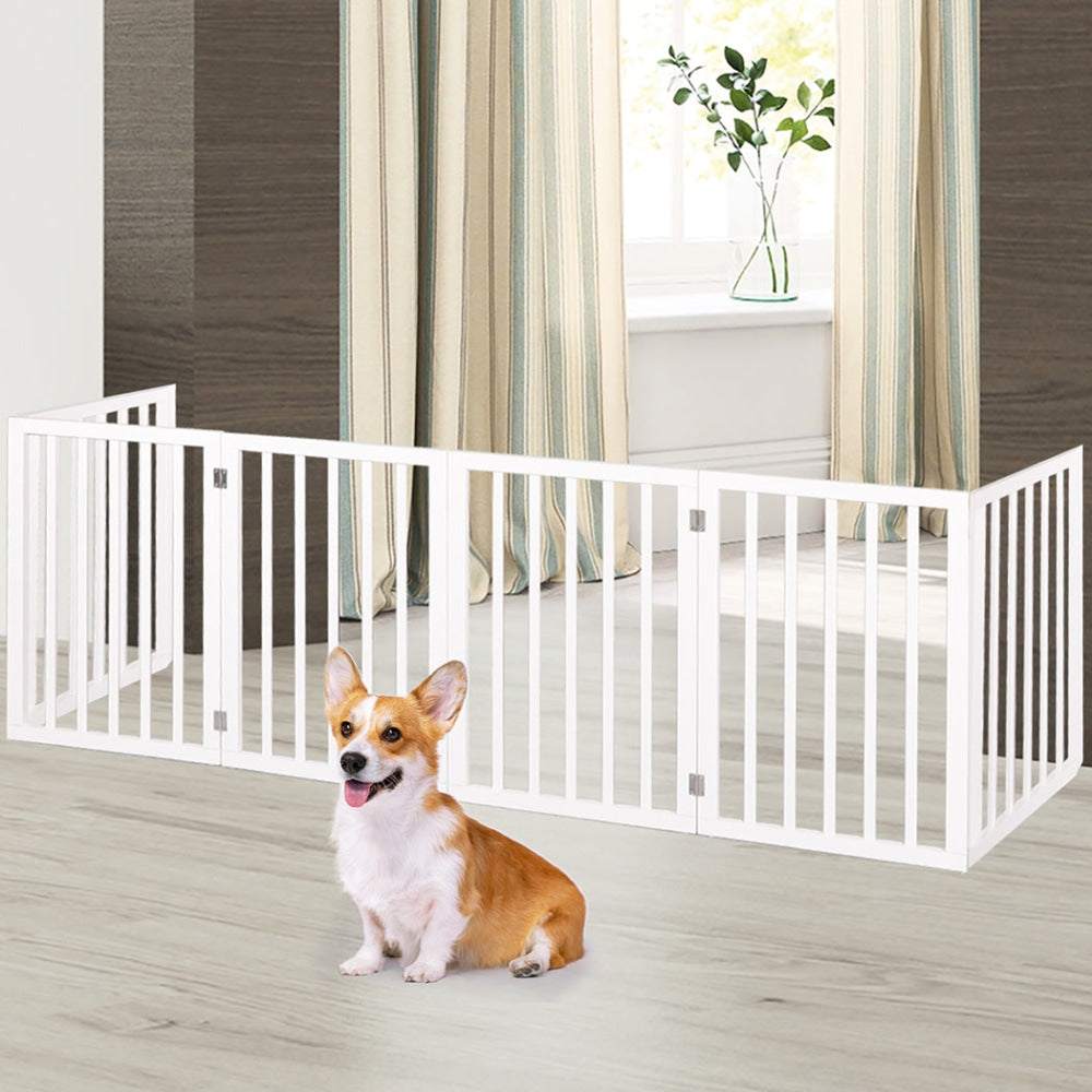 PaWz Wooden Pet Gate Dog Fence Safety Stair Barrier Security Door 6 Panels White Cares Fast shipping On sale