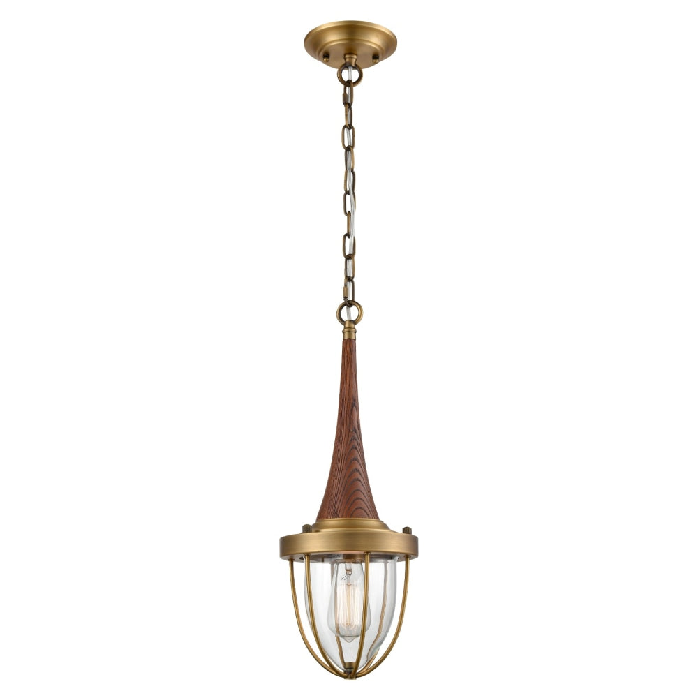 PENDOLO Pendant Lamp Light Interior ES Satin Brass & Dark Wood Cage OD180mm Fast shipping On sale