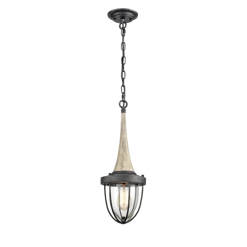 PENDOLO Pendant Lamp Light Interior ES Weathered Charcoal & washed Wood Cage OD180mm Fast shipping On sale