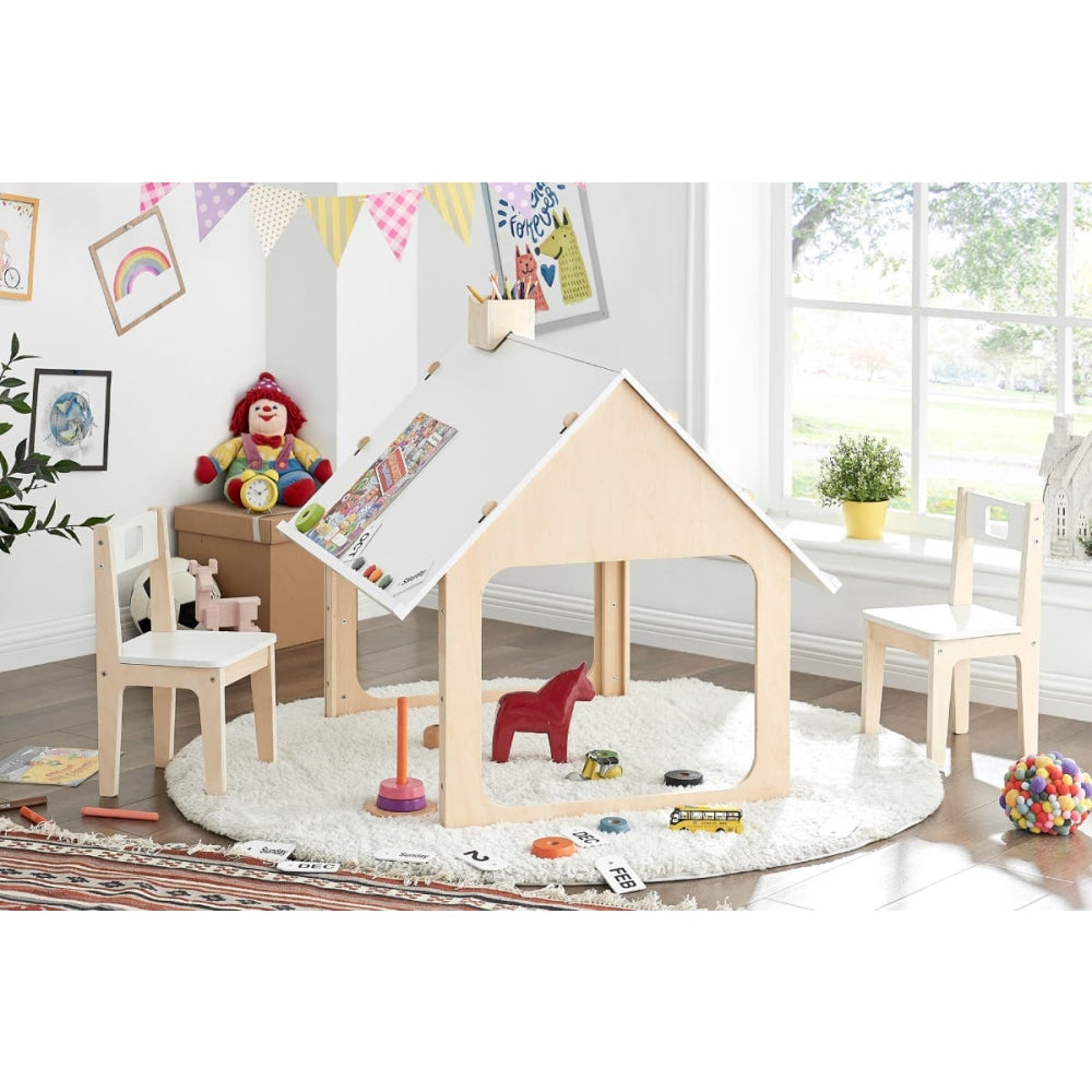 Penny Playhouse Activity Table - White/Natural Kids Furniture Fast shipping On sale