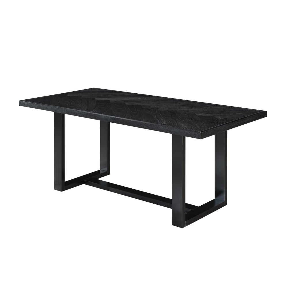 Perry Herringbone Pattern Rectangular Dining Table 180cm - Black Fast shipping On sale