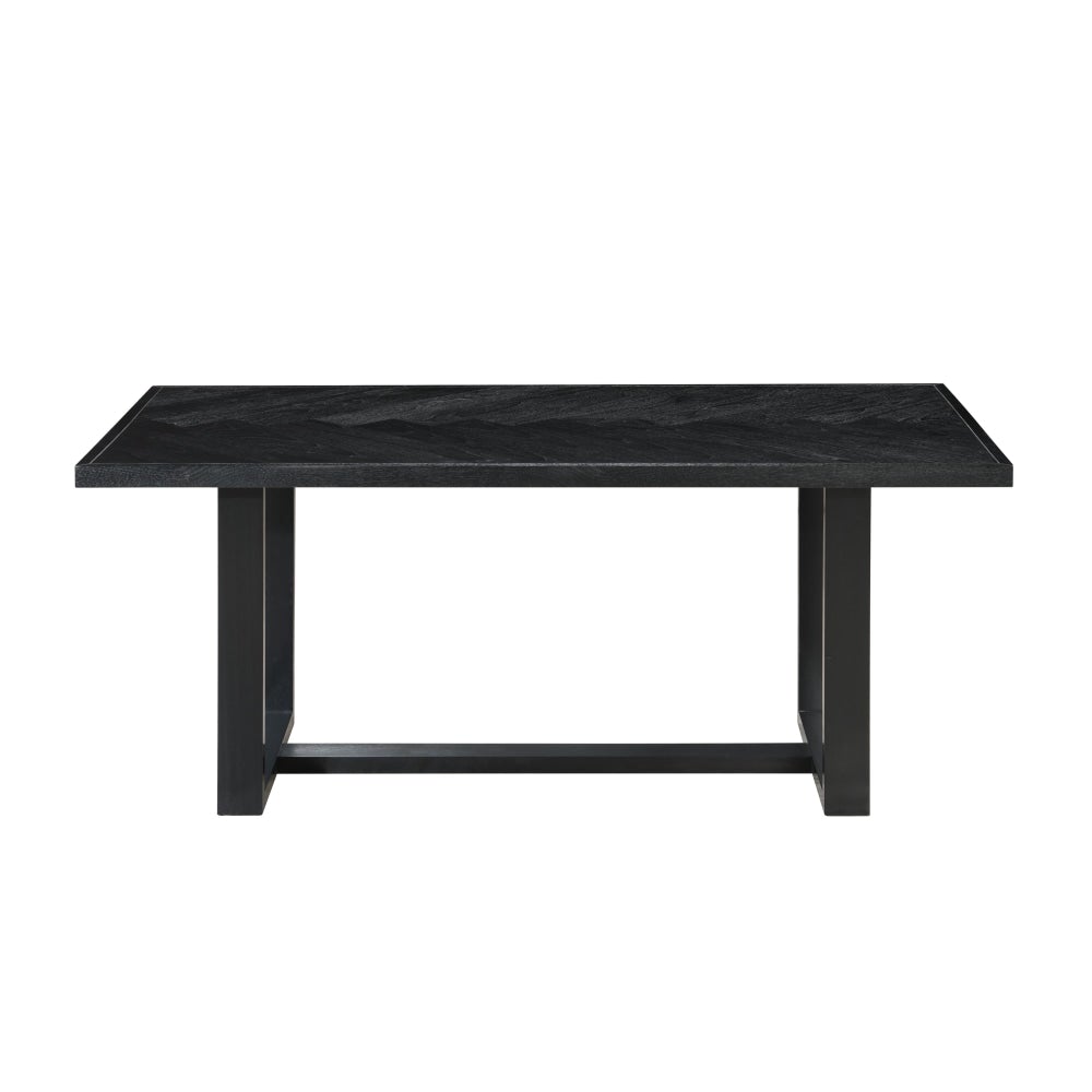 Perry Herringbone Pattern Rectangular Dining Table 180cm - Black Fast shipping On sale
