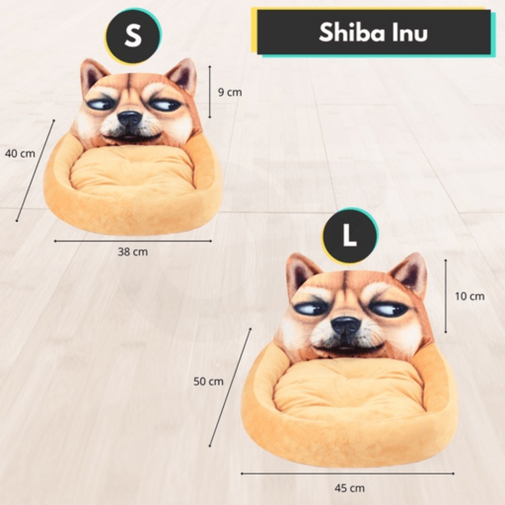 Pet Bed 3D Cartoon Round Shiba Inu Large Size (Brown) Cat Cares Fast shipping On sale