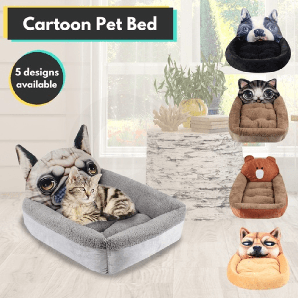 Pet Bed 3D Cartoon Square Cat Small Size (Brown) Cares Fast shipping On sale
