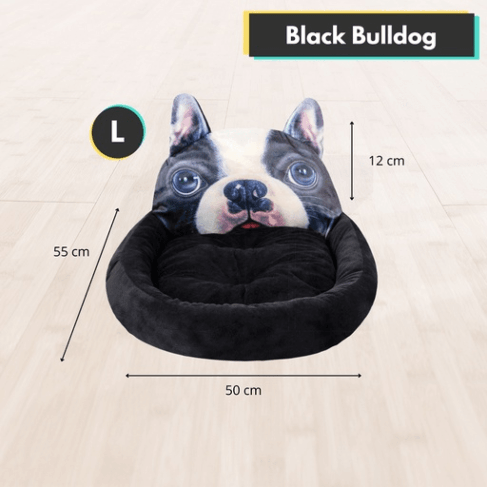 Pet Bed 3D Cartoon Square French Bulldog Large Size (Black) Cat Cares Fast shipping On sale