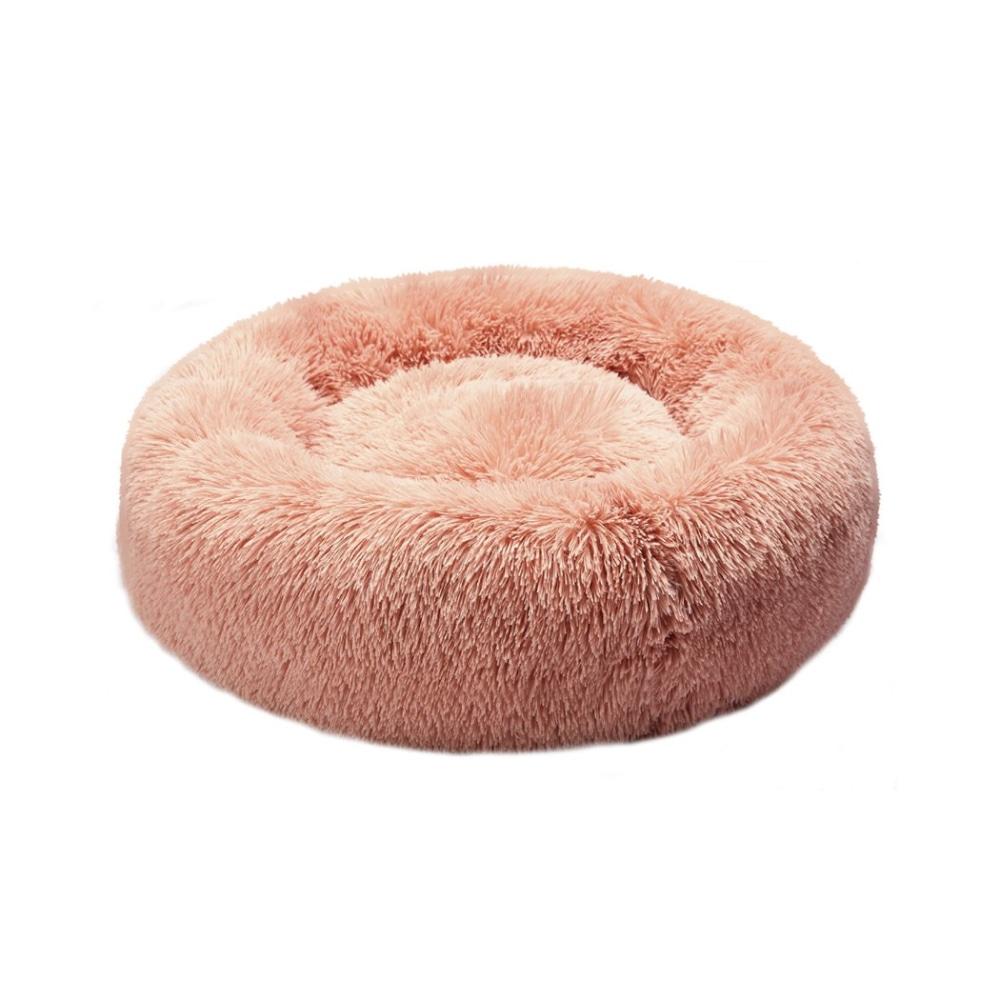 Pet Bed Cat Dog Donut Nest Calming Kennel Cave Deep Sleeping Pink L Supplies Fast shipping On sale