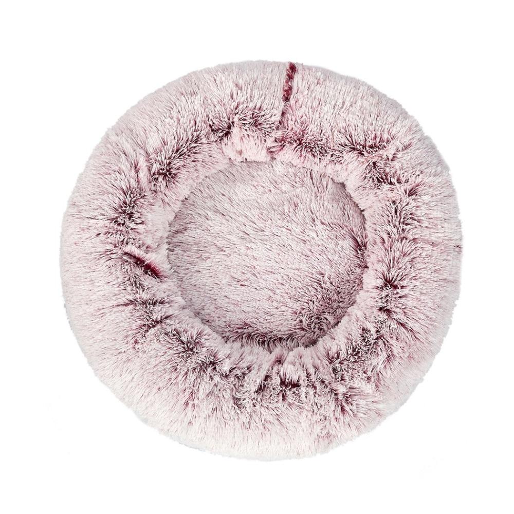 Pet Bed Cat Dog Donut Nest Calming Mat Soft Plush Kennel Pink L Supplies Fast shipping On sale