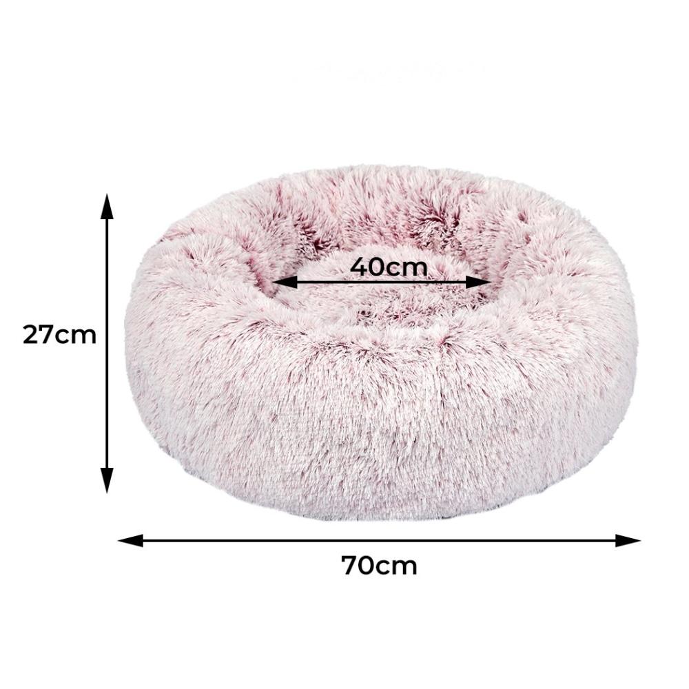 Pet Bed Cat Dog Donut Nest Calming Mat Soft Plush Kennel Pink M Supplies Fast shipping On sale