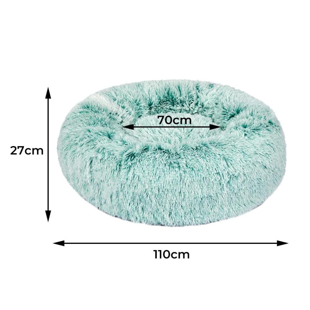 Pet Bed Cat Dog Donut Nest Calming Mat Soft Plush Kennel Teal XL Supplies Fast shipping On sale