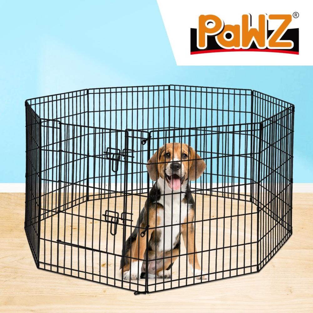 Pet Dog Playpen Puppy Exercise 8 Panel Enclosure Fence Black With Door 36’ Supplies Fast shipping On sale