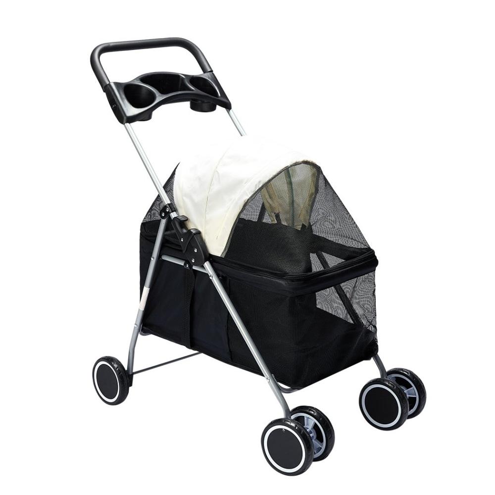 Pet Stroller Dog Cat Pram Foldable Carrier Large Travel 4 Wheels Pushchair Black Supplies Fast shipping On sale