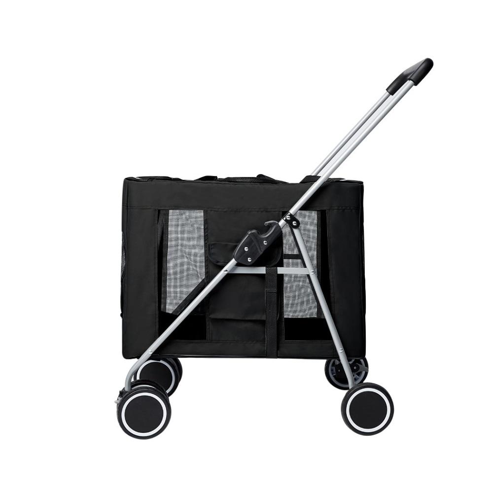 Pet Stroller Dog Cat Puppy Pram Travel Carrier 4 Wheels Pushchair Foldable Black Supplies Fast shipping On sale