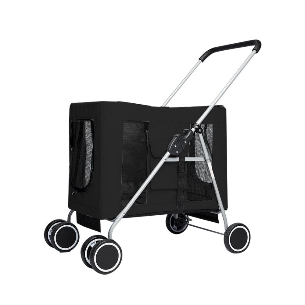 Pet Stroller Dog Cat Puppy Pram Travel Carrier 4 Wheels Pushchair Foldable Black Supplies Fast shipping On sale