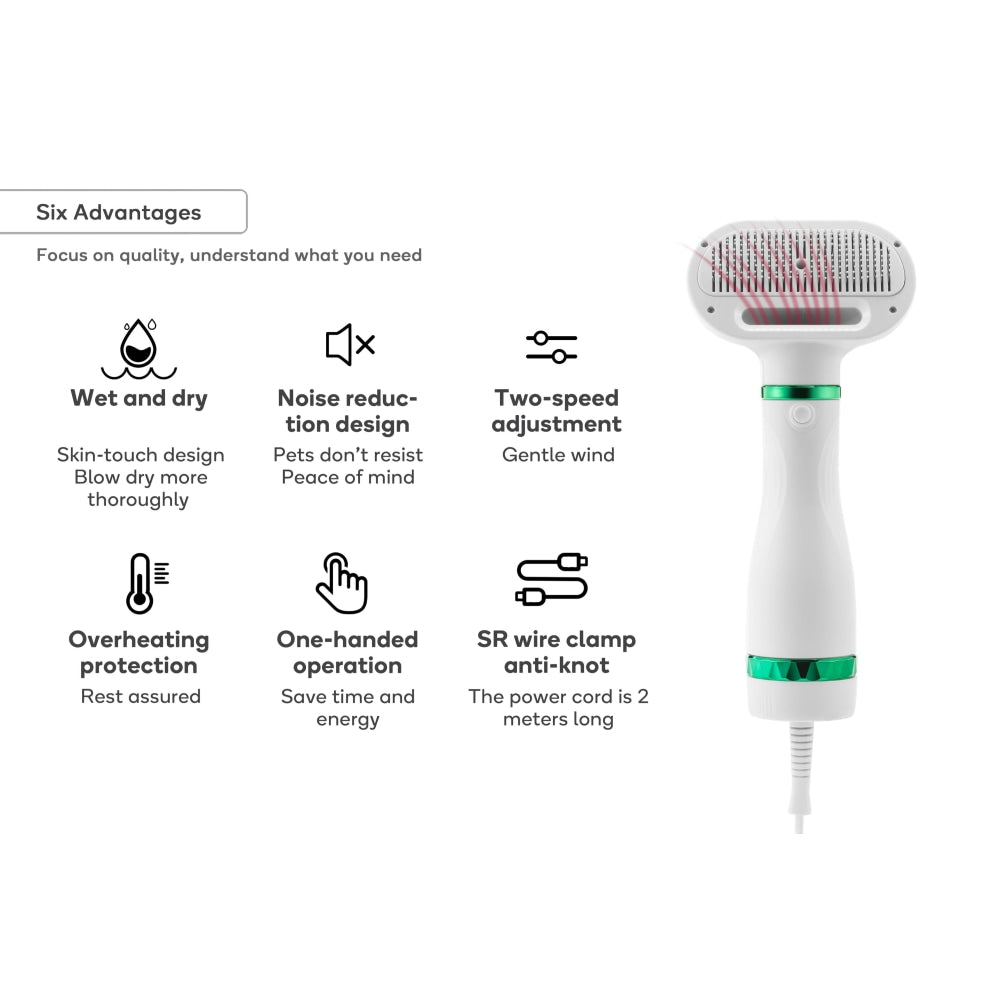 Pets Grooming 2-In-1 Hair Dryer with Slicker Brush Dog Cares Fast shipping On sale