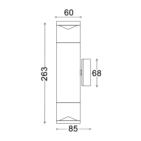 PHARE Pillar Light Up/Down GU10 Titanium IP65 Round Back Plate Anti-Glare 2 Glass Fast shipping On sale