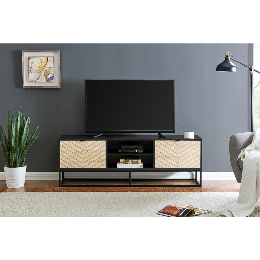 Pizzola Lowline Entertainment Unit TV Stand 150cm - Black/Oak Fast shipping On sale