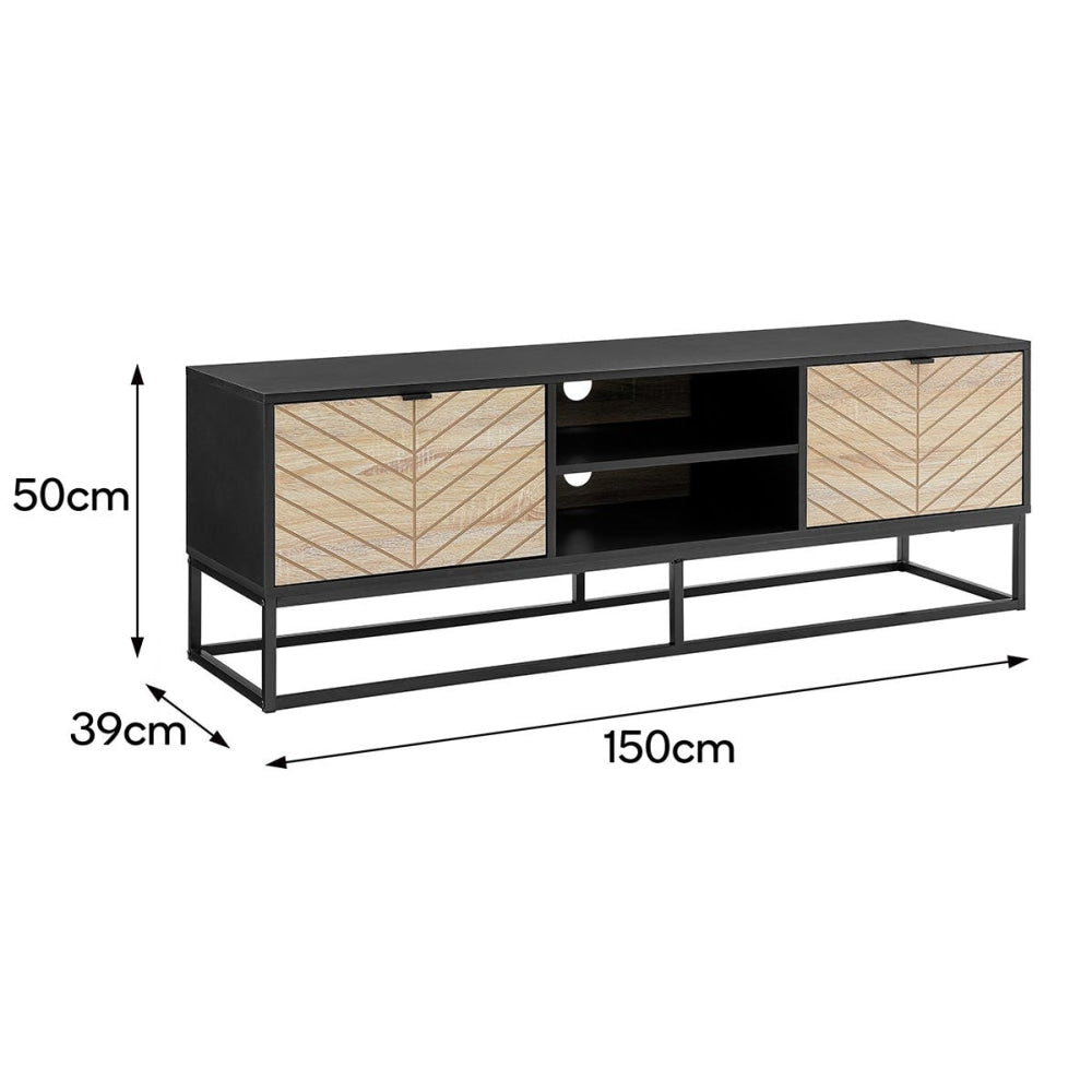 Pizzola Lowline Entertainment Unit TV Stand 150cm - Black/Oak Fast shipping On sale