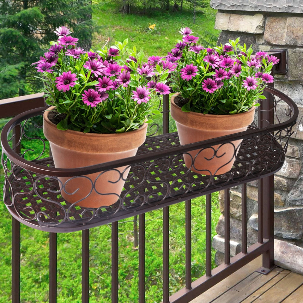 Plant Holder Stand Hanging Flower Pot Basket Garden Wall Rack Shelf Oval Bronze Outdoor Decor Fast shipping On sale