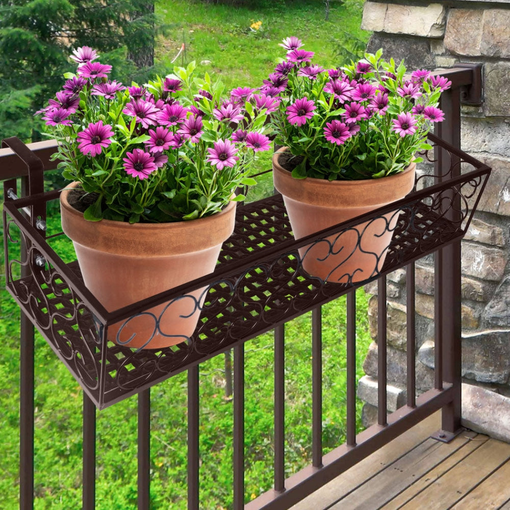 Plant Holder Stand Hanging Flower Pot Basket Garden Wall Rack Shelf Rectangle Bronze Outdoor Decor Fast shipping On sale