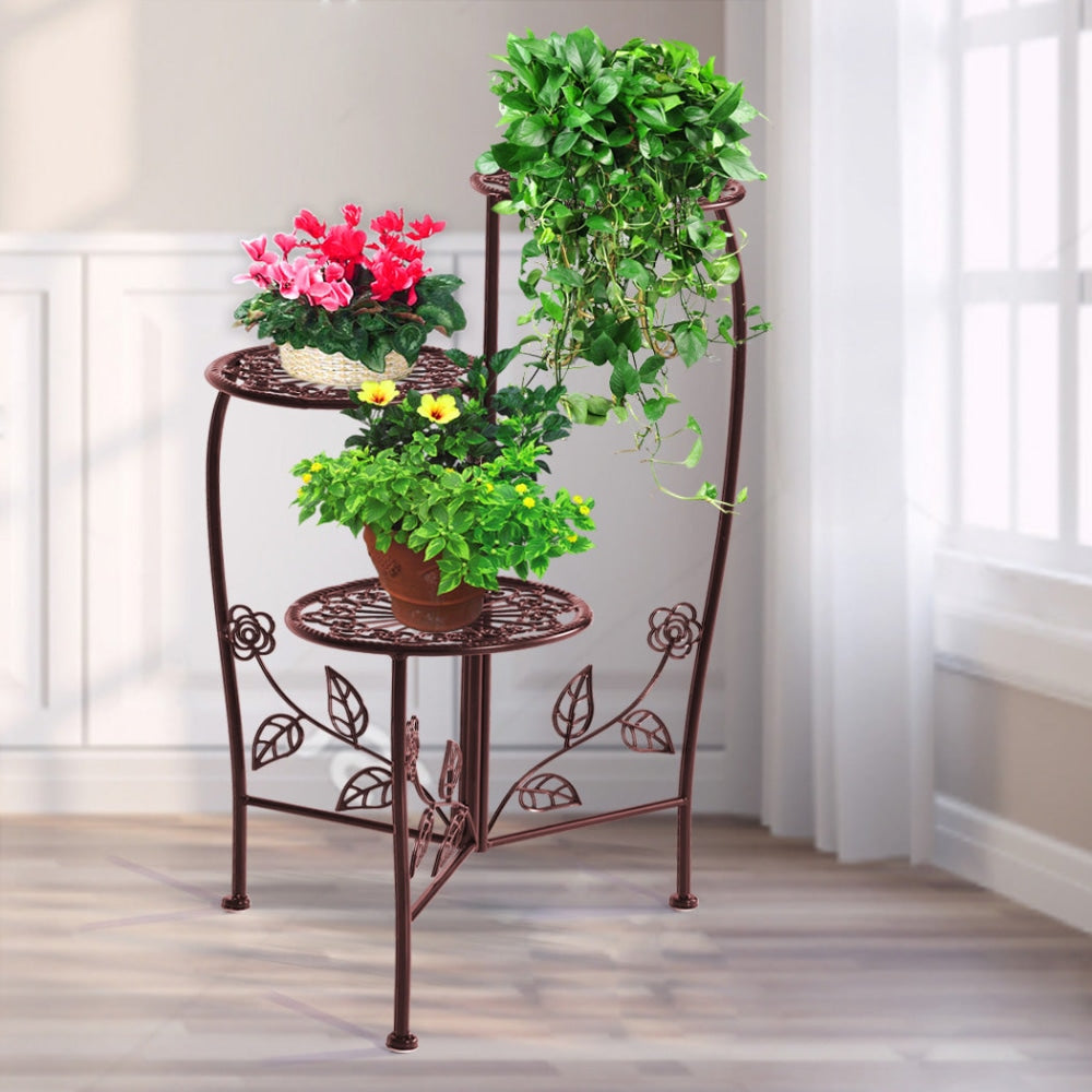 Plant Stand Outdoor Indoor Flower Pots Garden Metal Corner Shelf Wrought Iron Decor Fast shipping On sale
