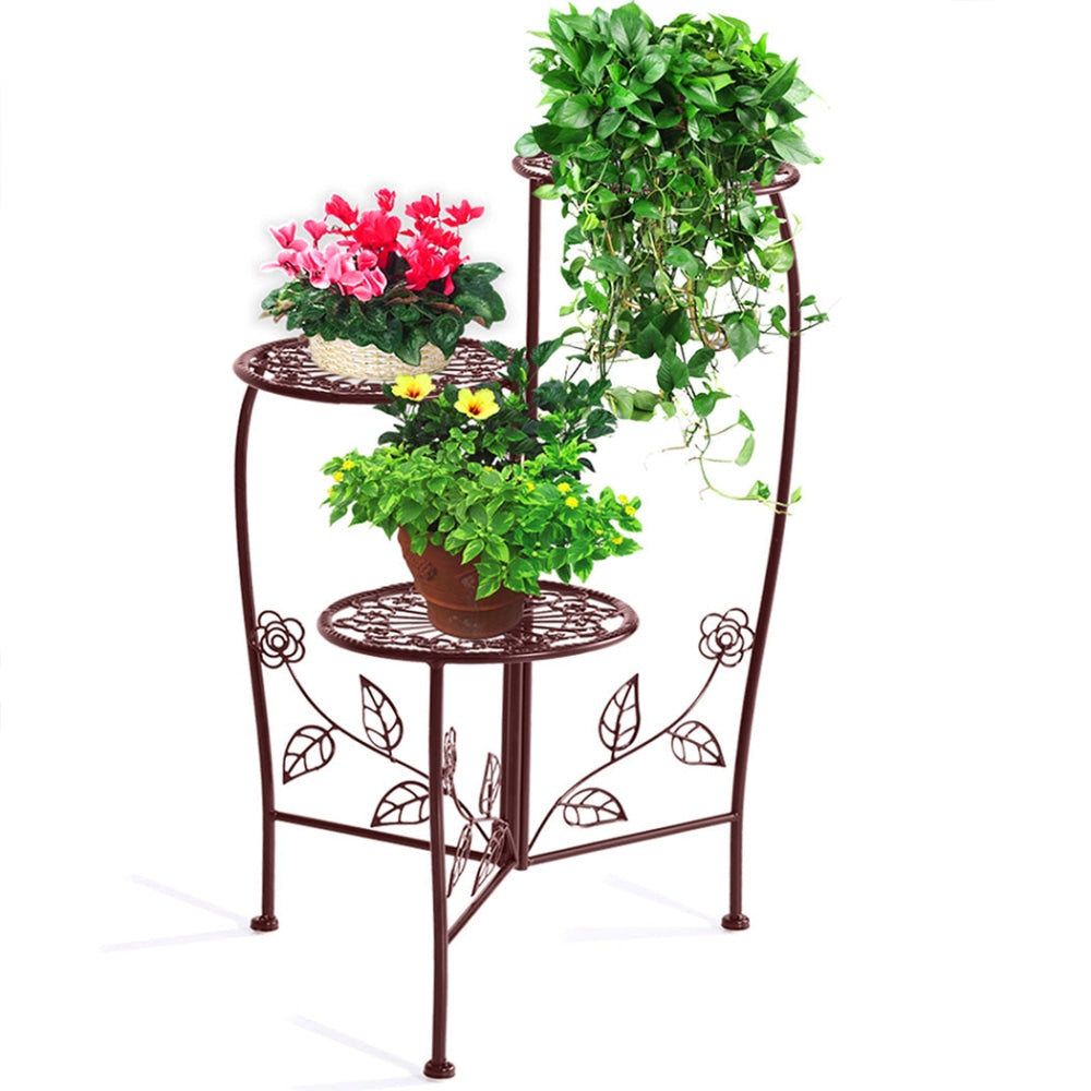 Plant Stand Outdoor Indoor Flower Pots Garden Metal Corner Shelf Wrought Iron Decor Fast shipping On sale