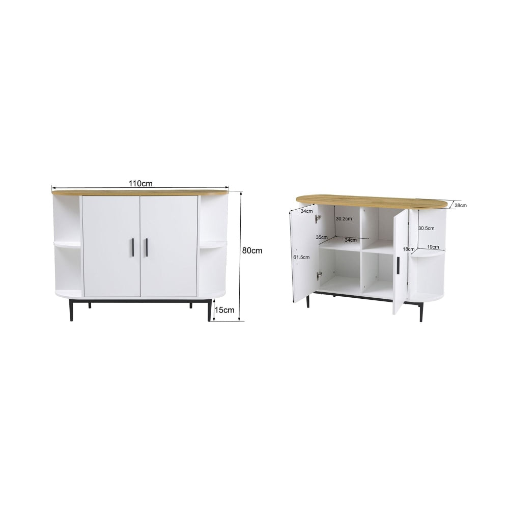 Polish 2-Door Buffet Unit Sideboard Storage Cabinet - White/Natural & Fast shipping On sale