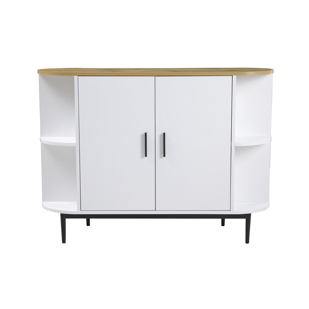 Polish 2-Door Buffet Unit Sideboard Storage Cabinet - White/Natural & Fast shipping On sale