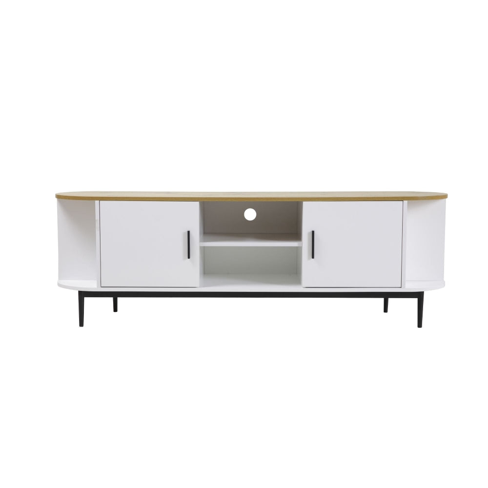 Polish Lowline TV Stand Entertainment Unit Storage Cabinet 160cm - White/Natural Fast shipping On sale