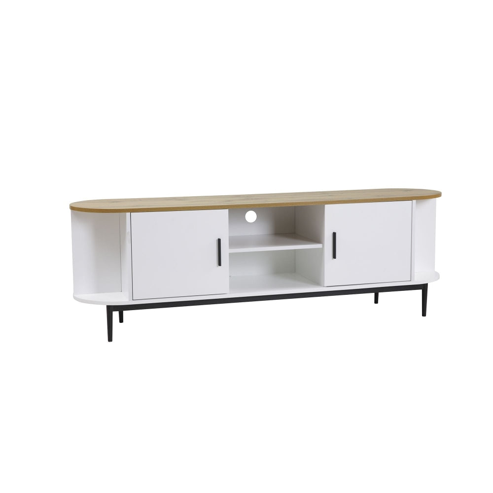 Polish Lowline TV Stand Entertainment Unit Storage Cabinet 160cm - White/Natural Fast shipping On sale