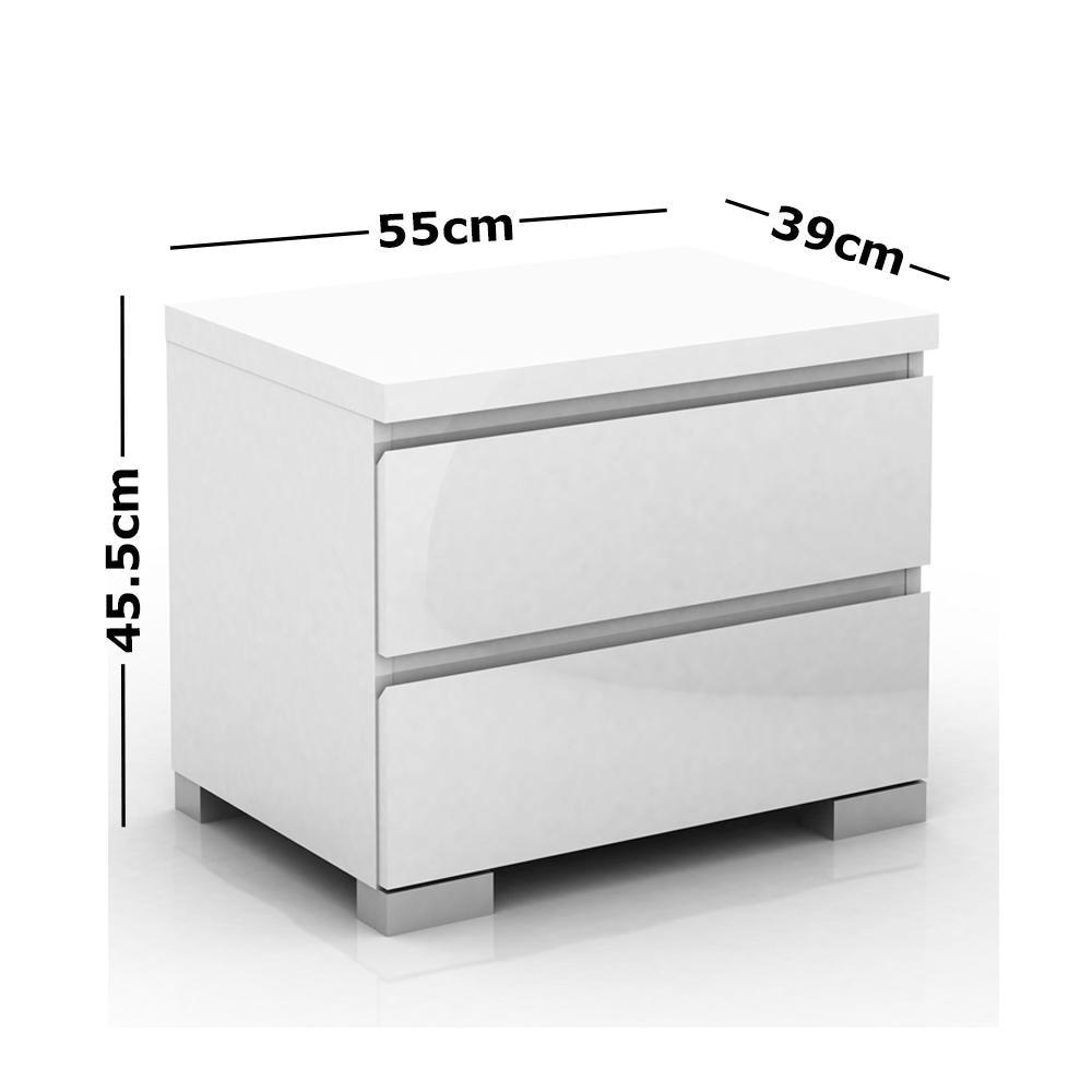 Porto 2-Drawer Bedside Nightstand End Lamp Side Table - High Gloss White Fast shipping On sale